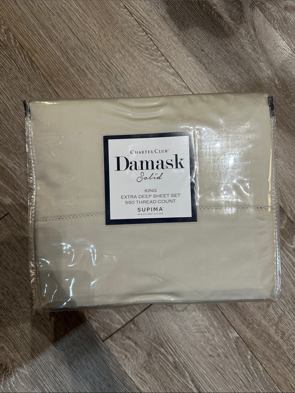 BNIB Charter Club Damask Solid King extra Deep Sheet Set in Beige